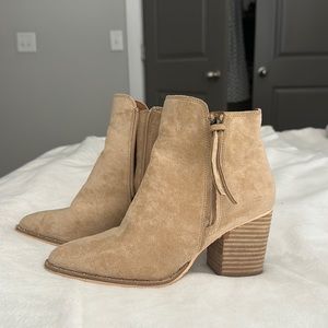 Tan suede booties